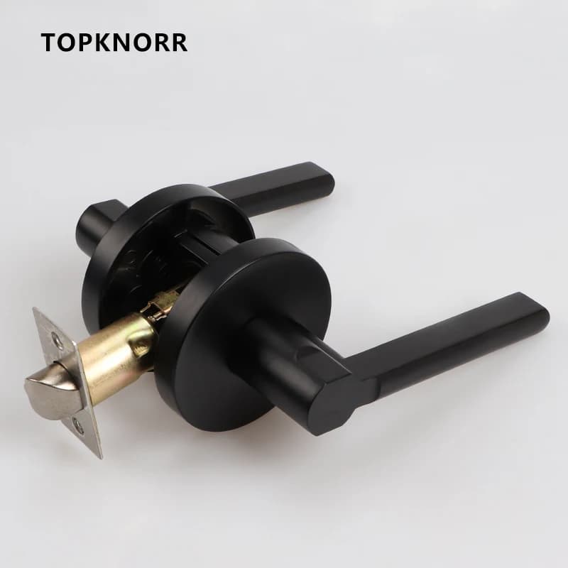 Bedroom Door Lock | Universal Household Toilet & Indoor Handle | Three-bar Spherical Round Lock - Thumbnail 2