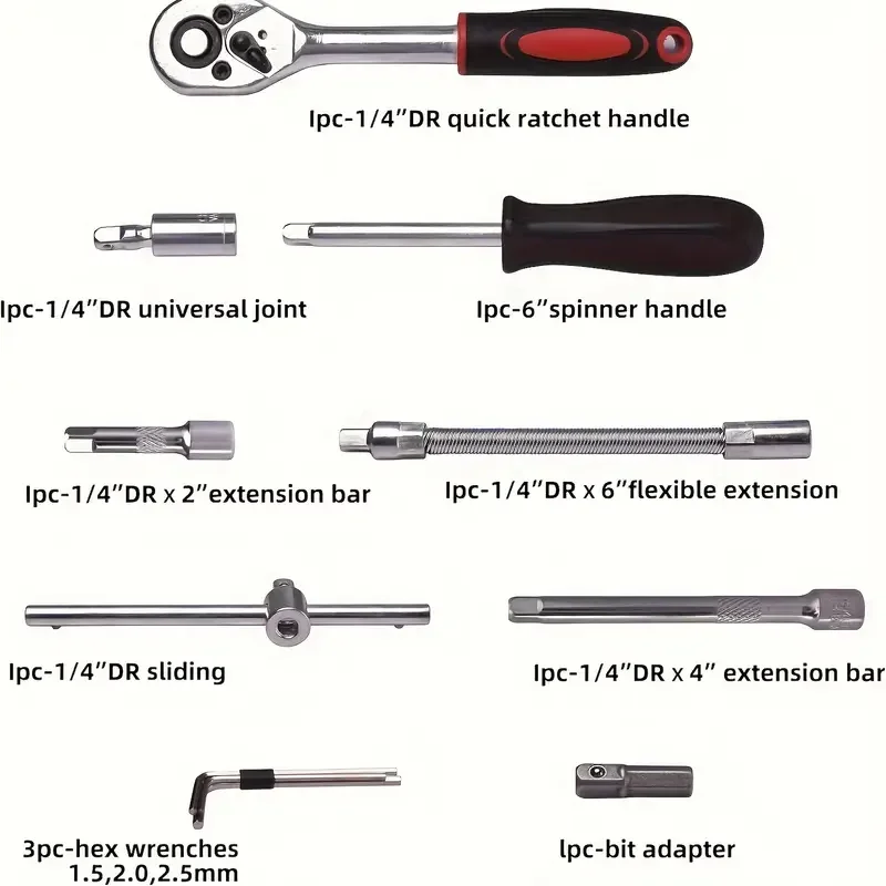 46-Piece Ratchet Tool Set | Auto Repair Kit with Torque Wrench & Screwdriver - Thumbnail 3