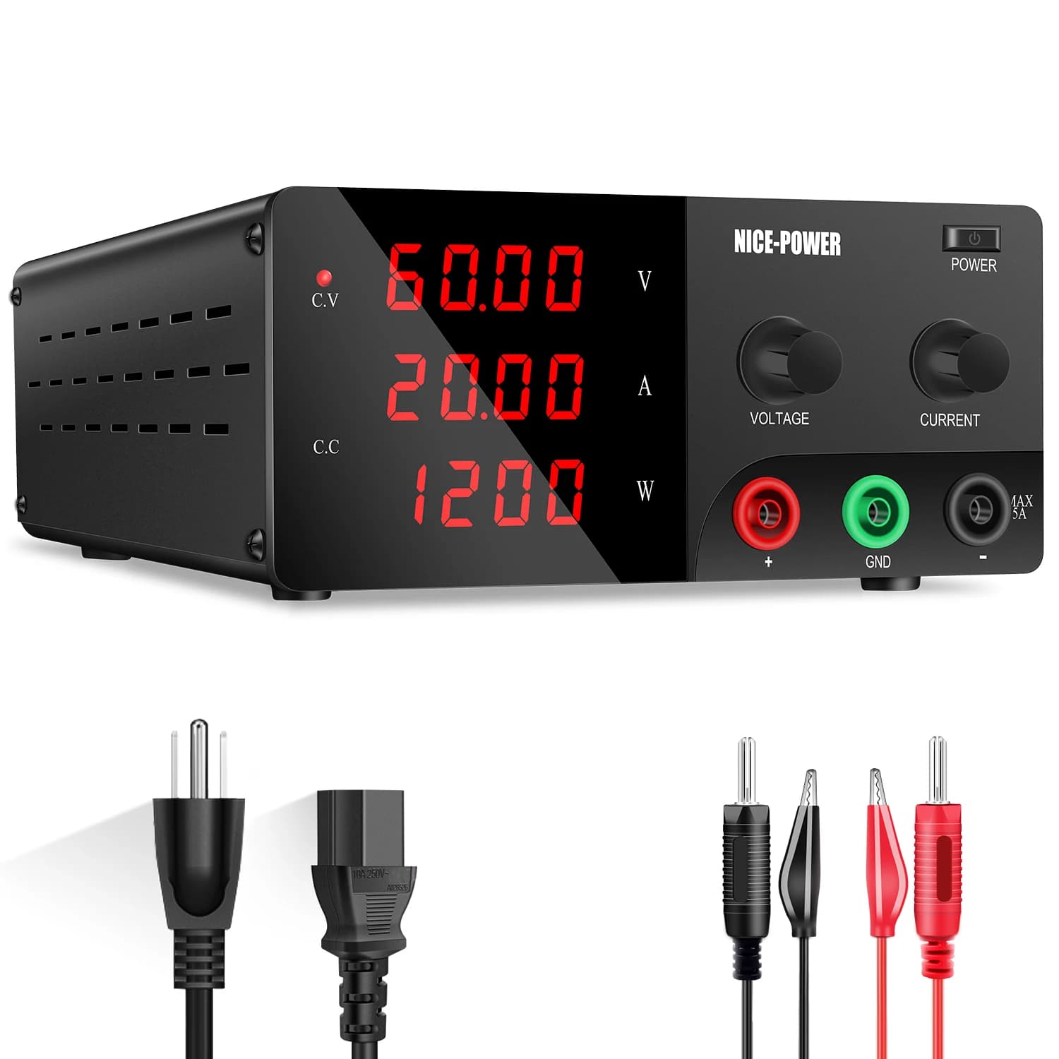 Lab Bench Power Supply | 60V 30A Adjustable DC | Precision Voltage & Current Regulator - Thumbnail 4