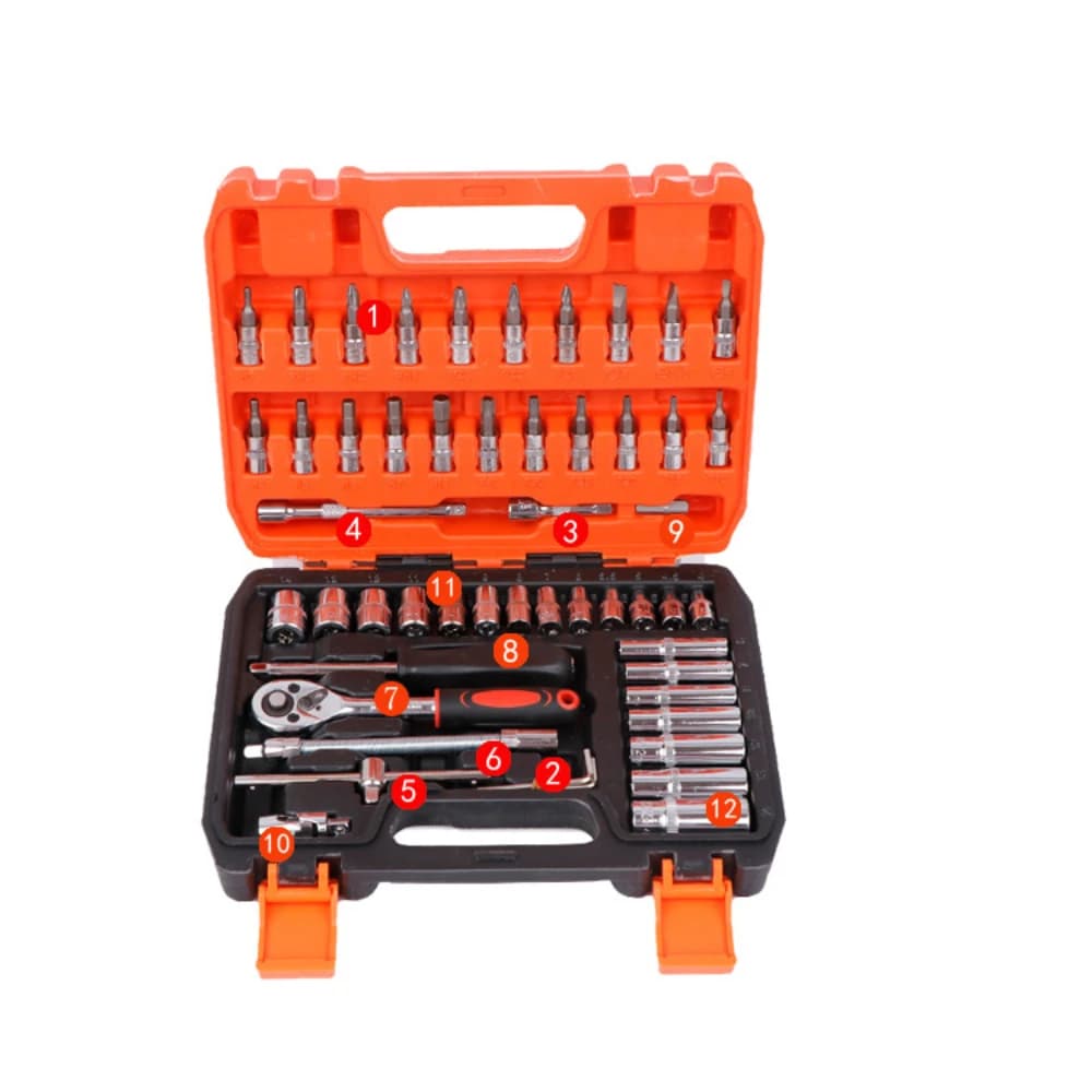 53-Piece Socket Tool Set | 1/4 Inch Drive Ratchet Wrench | Auto Repair Combination Kit - Thumbnail 3