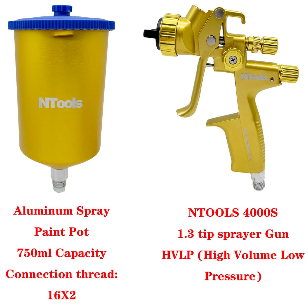 Spray Gun Kit | 1.3mm & 1.7mm Nozzles with 400cc Cup & 600cc Tank | For Varnishes & Primer Paint - Thumbnail 3
