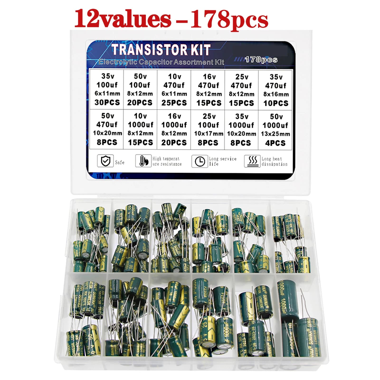Electrolytic Capacitor Assortment Kit | 10V-400V | 10µF-1000µF | High-Frequency Circuit Repair - Thumbnail 6