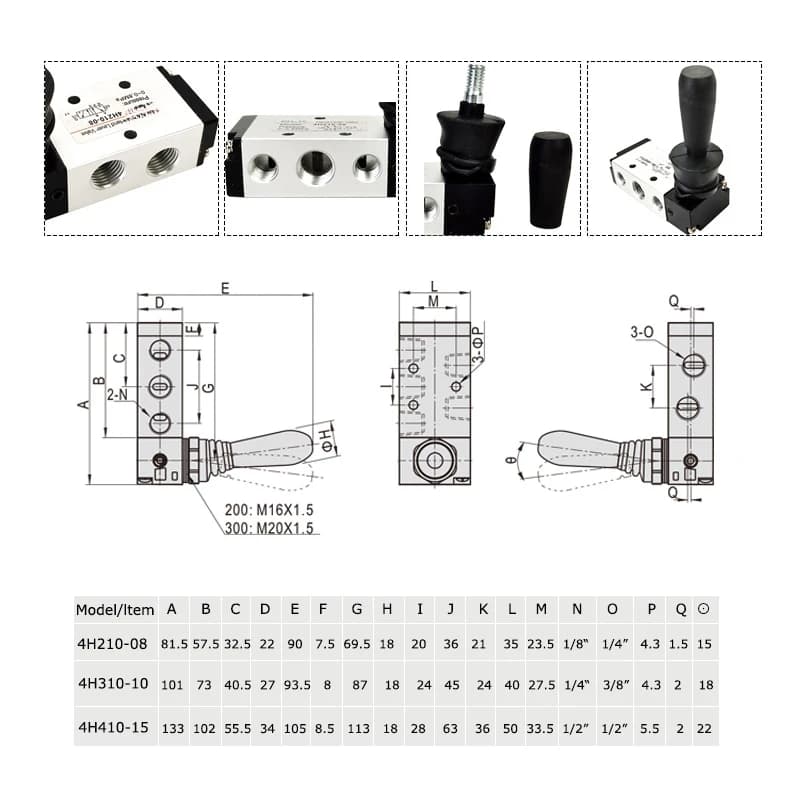 5/2-Way Pneumatic Control Valve | Manual Hand Lever | 4H Series (08, 10, 15) - Thumbnail 5