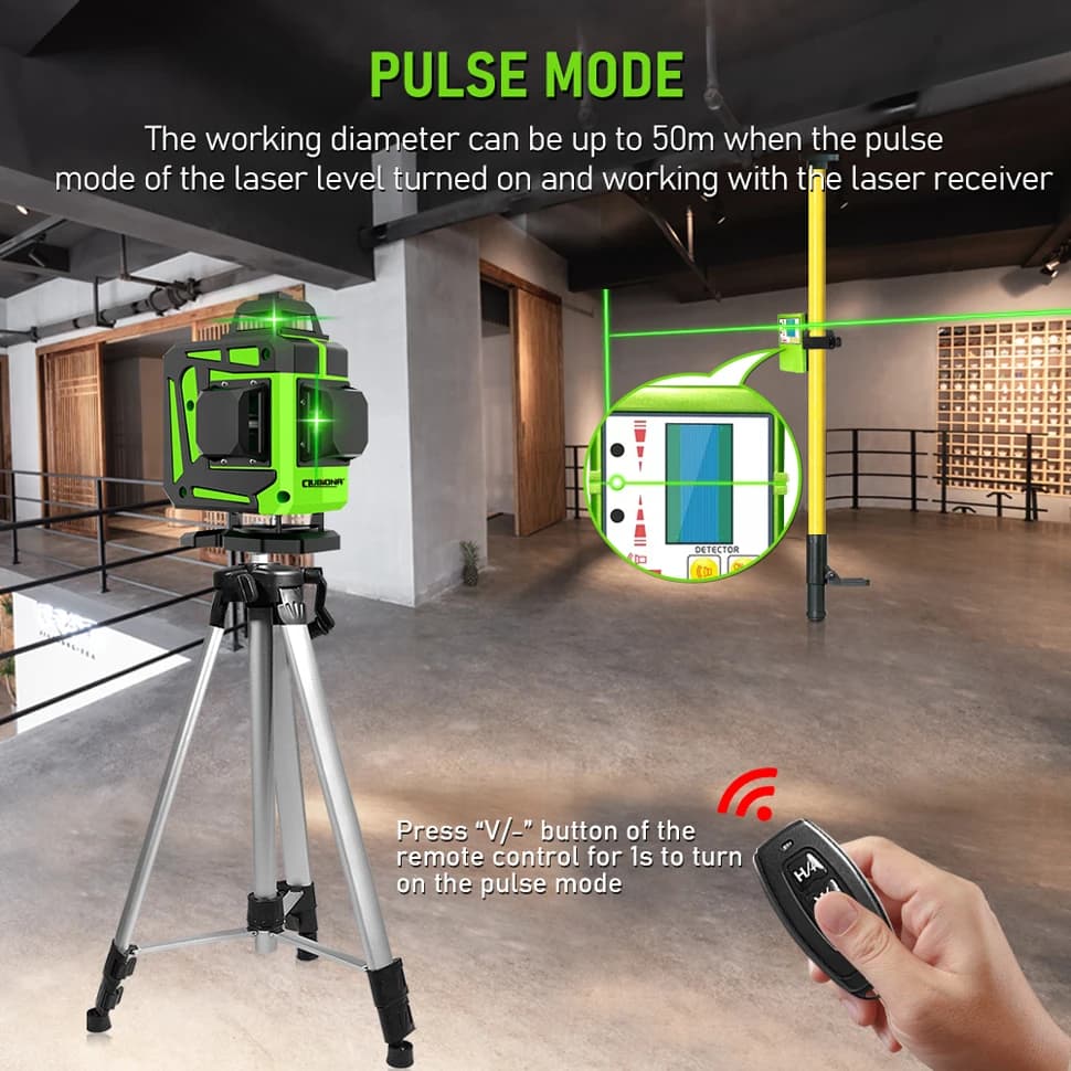 Laser Level | 16/12 Green Beam Lines | 360° Horizontal & Vertical Self-Leveling - Thumbnail 2
