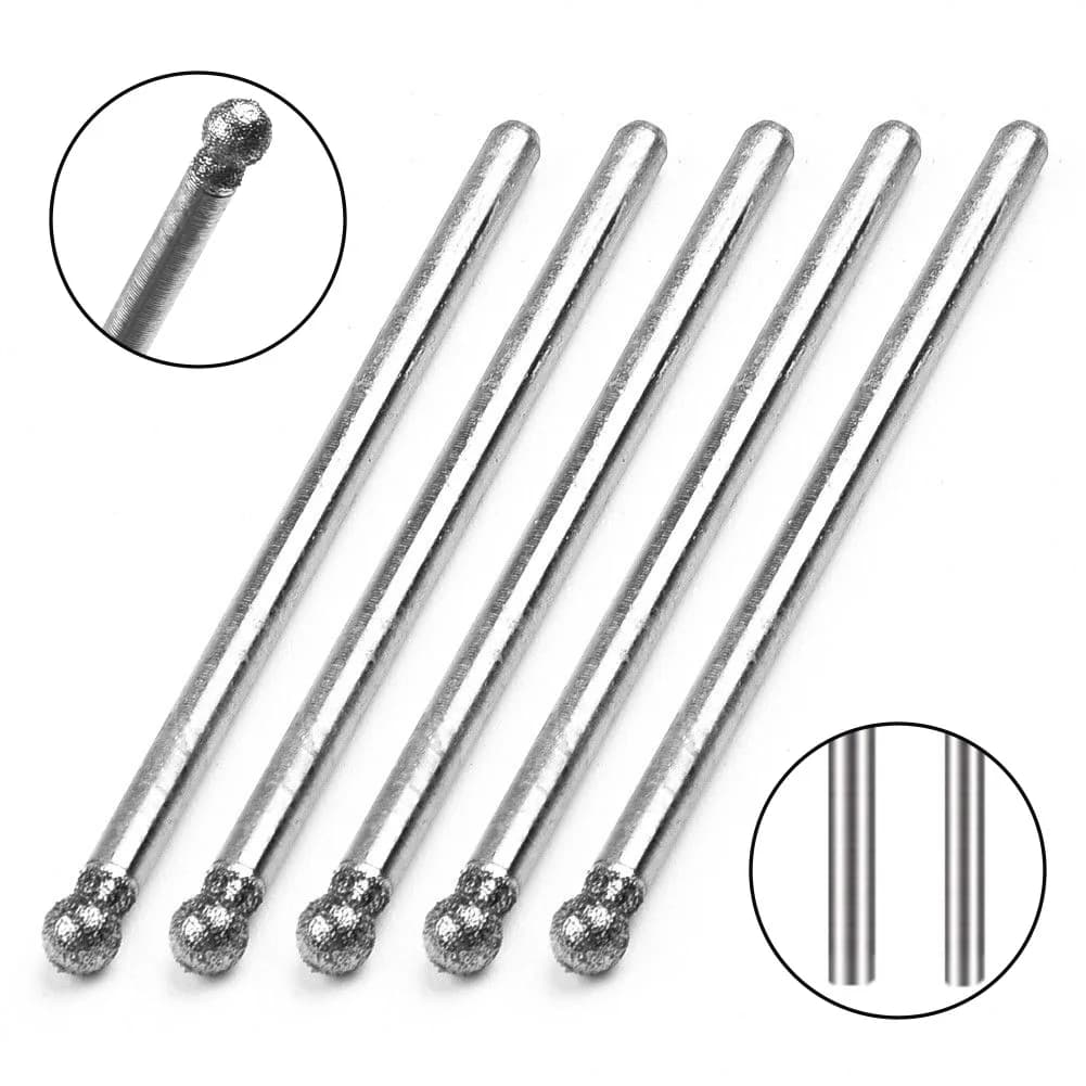 Diamond Burr Set | 5-Piece Rotary Tool Bits | 0.5mm-8mm Range | 2.35mm Shank - Thumbnail 3