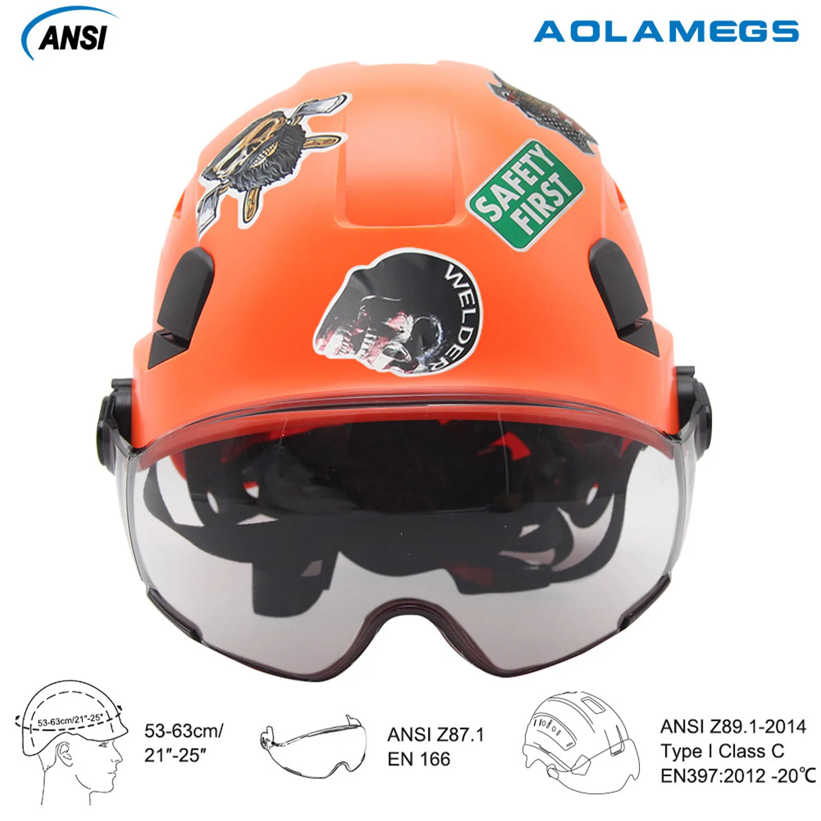 Safety Helmet | Includes 50Pcs Stickers, Goggles | ABS Hard Hat for Climbing, Riding & Rescue - Thumbnail 4