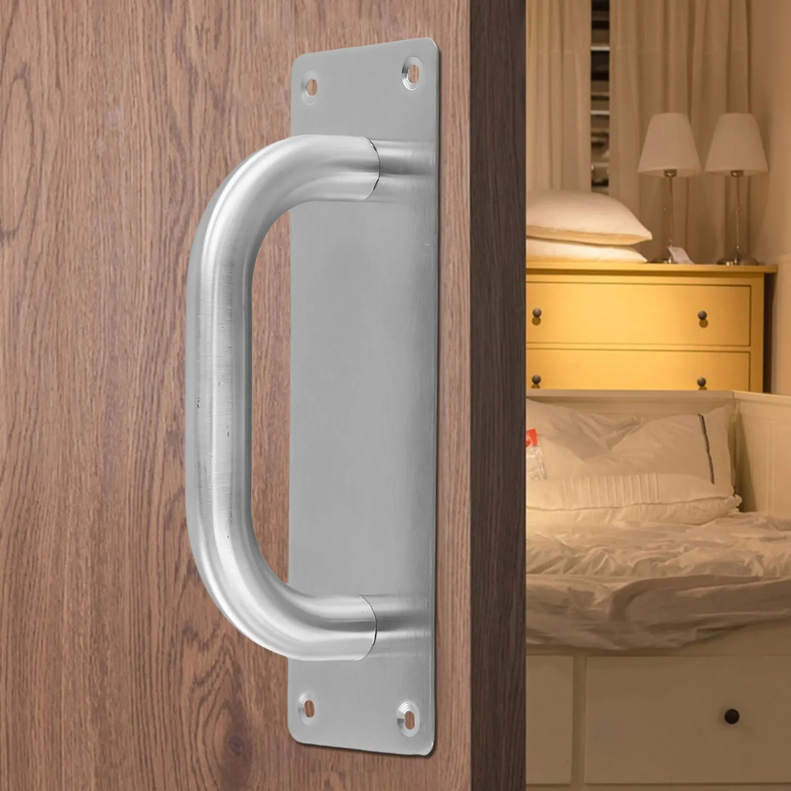 Heavy-Duty Sliding Door Pull | 200x65mm Stainless Steel | Push/Push Handle for Barn & Closet Doors - Thumbnail 5