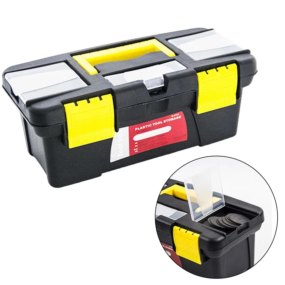 10 Inch Portable Tool Box | Two-Layer Plastic Design | Mini Multi-Functional Accessories Set - Thumbnail 3