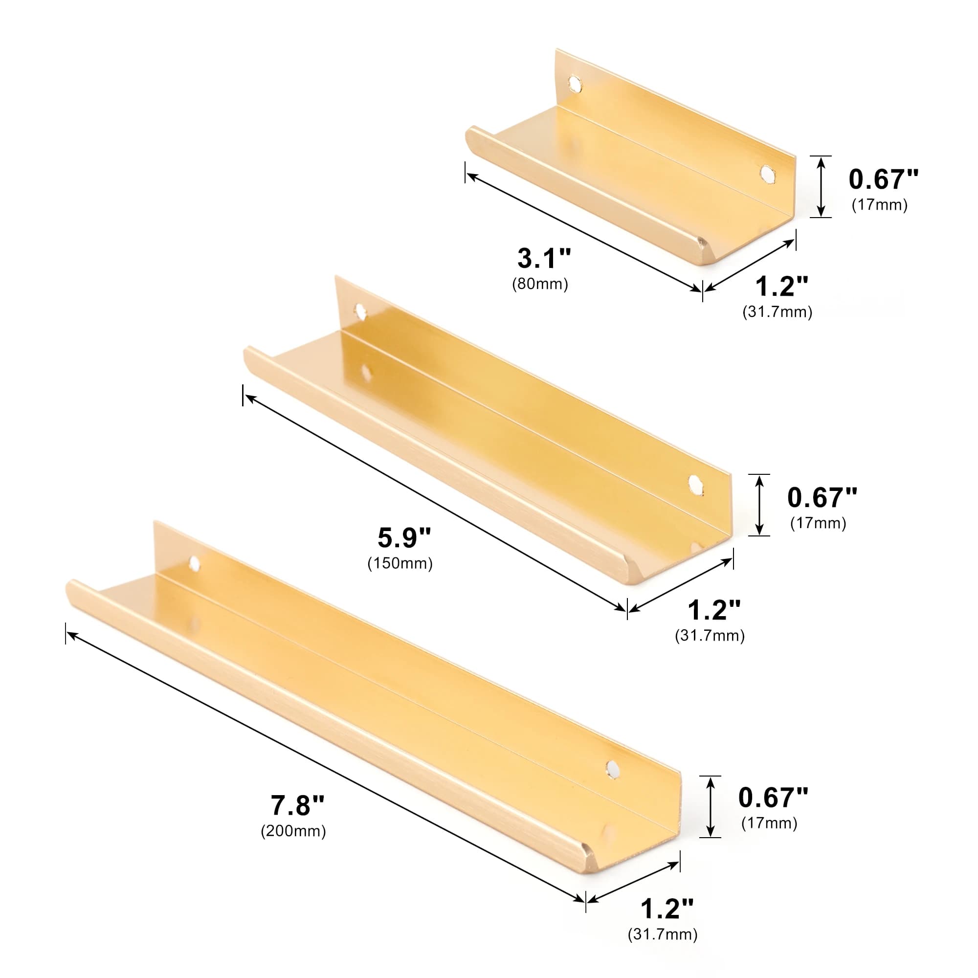 Drawer Handles | 2PCS Invisible Edge Pulls | Golden & Black Aluminum Alloy - Thumbnail 2