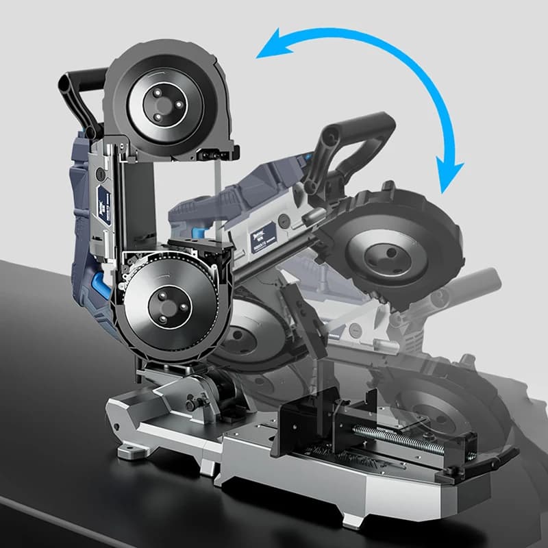 R2103 Portable Multifunctional Band Saw Machine Handheld Metal Cutting Machine Tool Small Horizontal Saw Machine Stepless Speed - Thumbnail 2