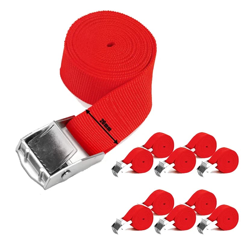 Heavy-Duty Ratchet Tie-Down Straps | 10-Pack with Zinc Alloy Buckles | 2M Cargo & Luggage Securing - Thumbnail 6