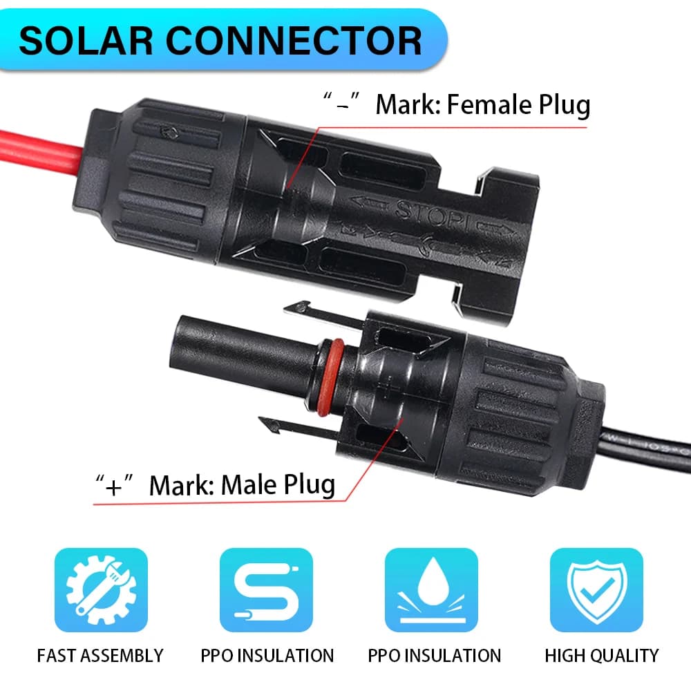 Solar Panel Extension Cable | 4-in-1 Splitter for Energy Storage & Charging | 12AWG Power Cord - Thumbnail 4
