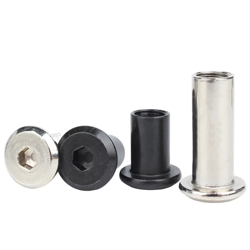 Heavy-Duty Furniture Rivet Nuts | M6 M8 Carbon Steel Nickel Plated | Large Flat Hex Socket - Thumbnail 6