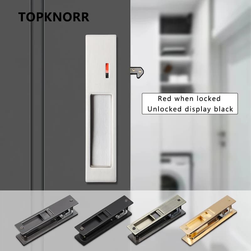 Sliding Door Lock | Push-Pull Hook Design | Hidden Handle for Bathroom Kitchen Wardrobe - Thumbnail 3