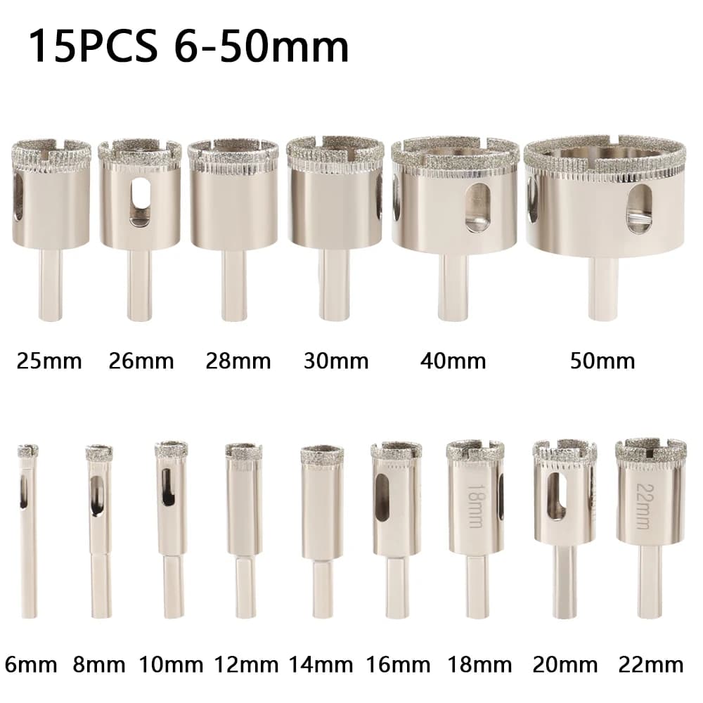 Diamond Hole Saw Kit | 3-100mm Core Drill Bits for Tile, Marble & Ceramic - Thumbnail 5