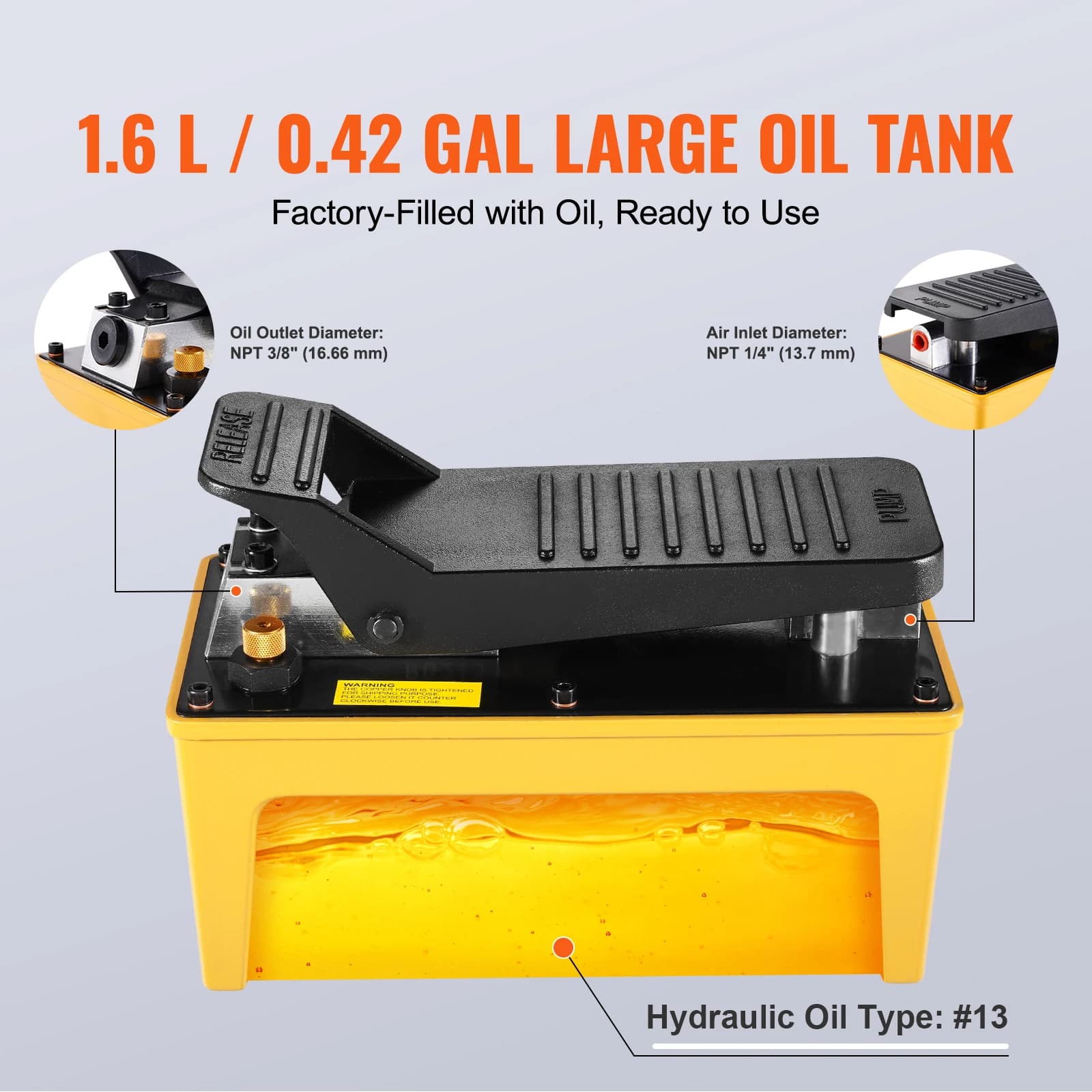 10,000 PSI Hydraulic Foot Pump | 0.42 Gal Reservoir | Heavy-Duty Frame & Press Repair Tool - Thumbnail 3