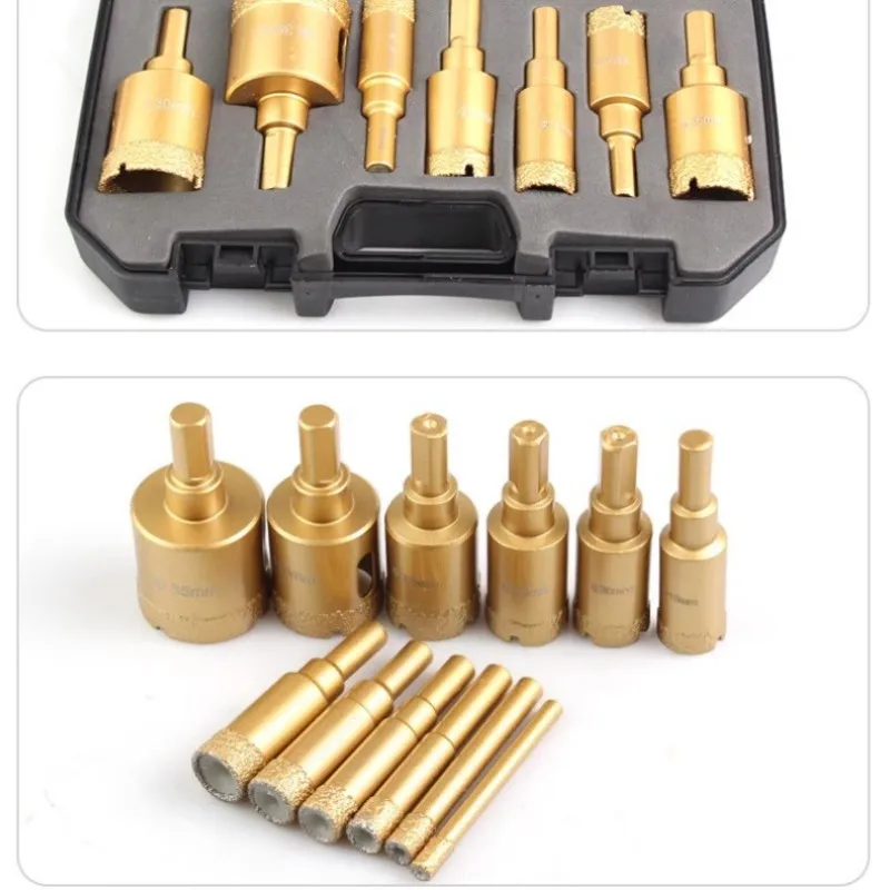 Diamond Core Drill Bit Set | 12-Piece for Granite, Tile & Stone | Vacuum Brazed for Angle Grinder - Thumbnail 3