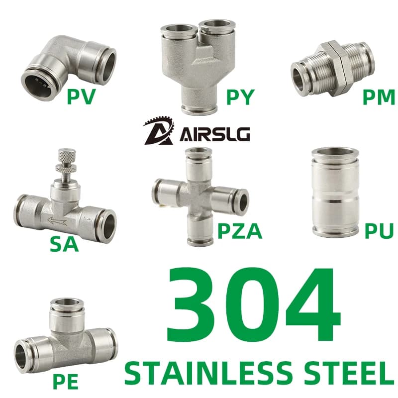 Pneumatic Hose Fittings Kit | 304 Stainless Steel Quick-Release Connectors | 1/8 to 1/2 Sizes - Thumbnail 6
