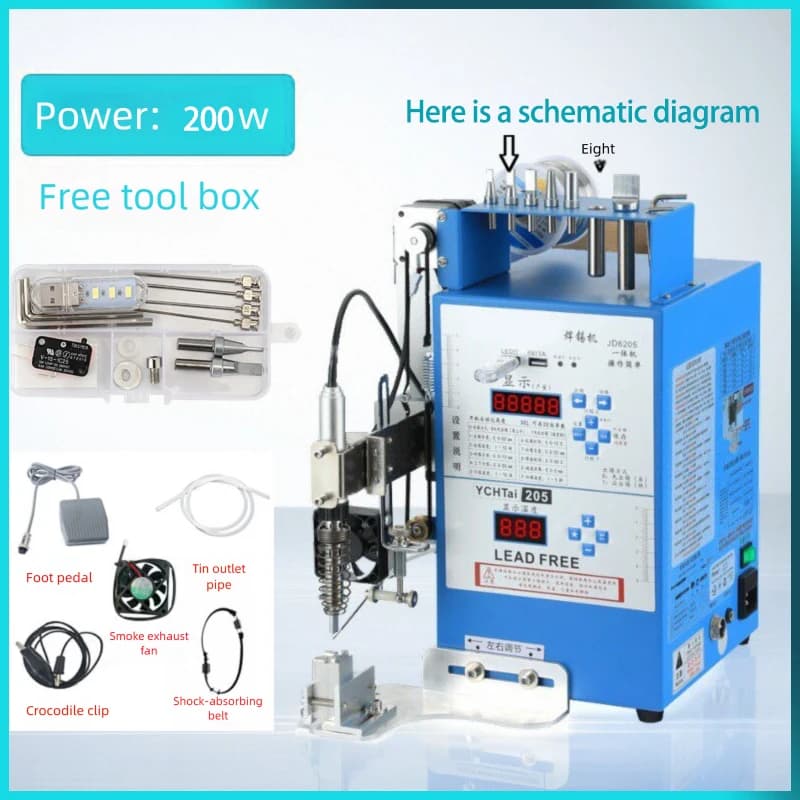 Semi-Automatic Soldering Station | Foot Switch & LED Belt | USB2 Wire & Point Soldering - Thumbnail 2