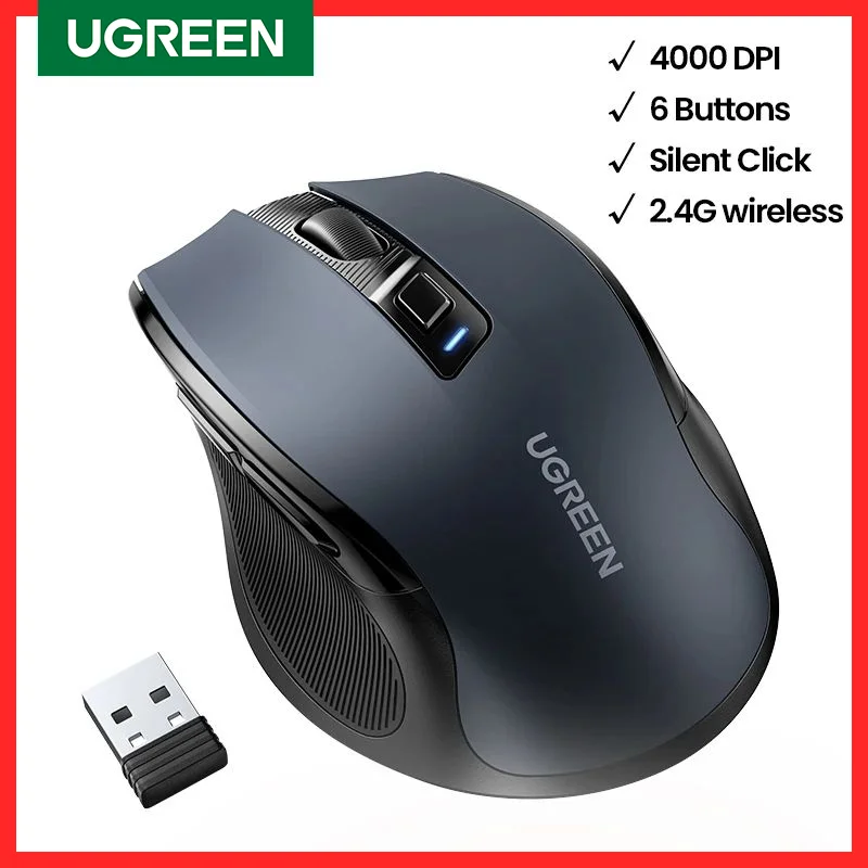 Ergonomic Silent Mouse | 4000 DPI Wireless Mouse for MacBook & Laptop | 6-Button Mute Design - Thumbnail 2