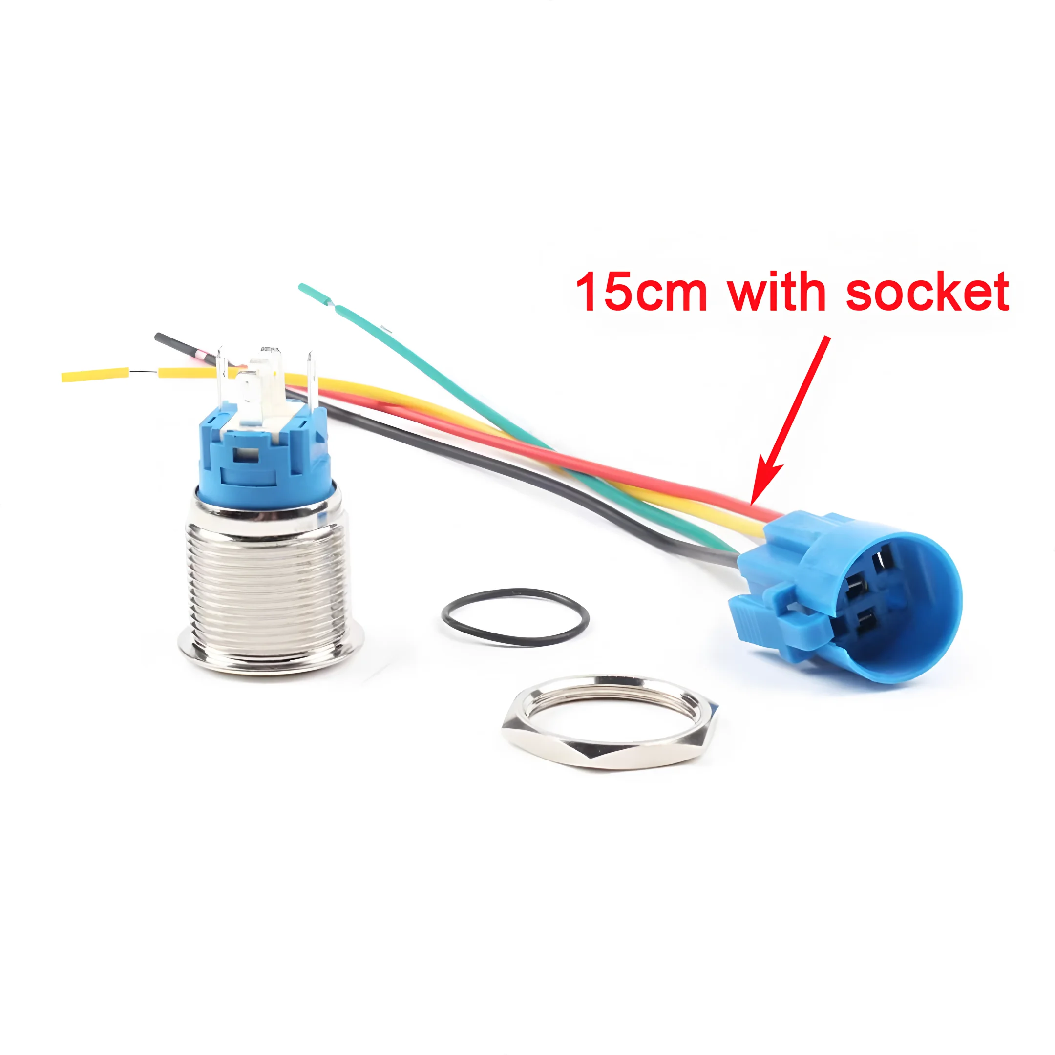 16/19/22mm Custom Metal Push Button Switch with Wire Laser Luminous Waterproof Latching Momentary 12V 220V 5V Motorcycle Switch - Thumbnail 3