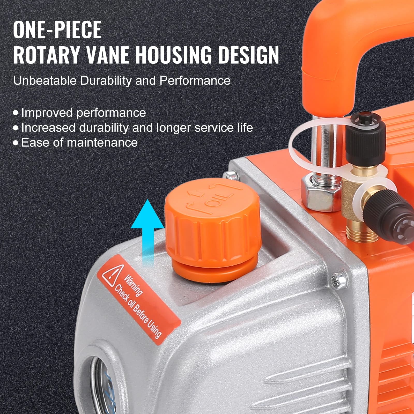 HVAC Vacuum Pump | 7 CFM 2-Stage | AC120V for Refrigeration Maintenance - Thumbnail 4