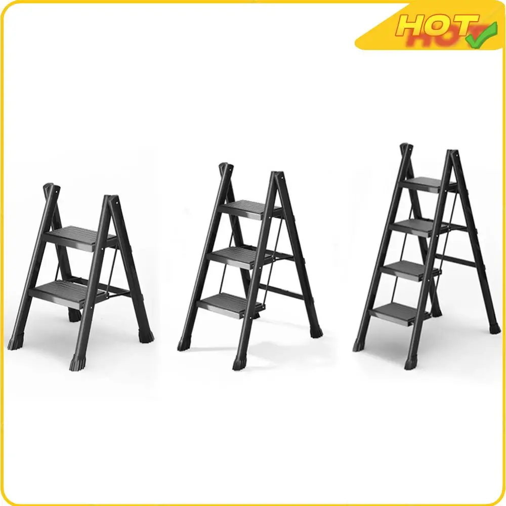 2/3/4 Step Folding Ladder | Heavy-Duty with Wide Anti-Slip Pedal | Multi-Use Hocker for Indoor & Outdoor - Thumbnail 2