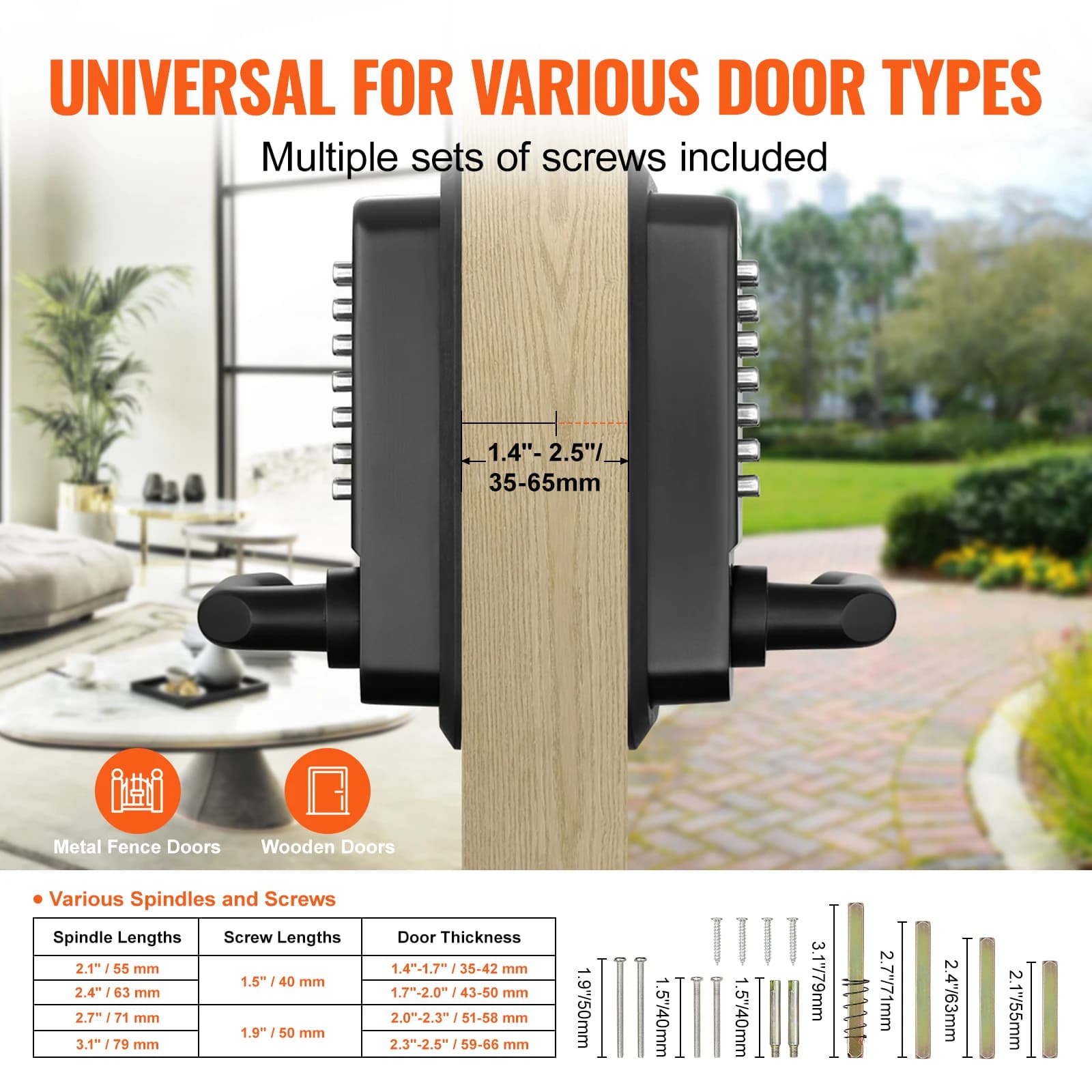 Keyless Entry Door Lock | 14-Digit Keypad | Single/Double-Sided Handle Embedded Security - Thumbnail 4