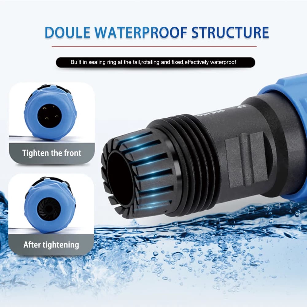 SP20/LP20 Series IP68 Waterproof Aviation Connector | Screw-Lock Nut | Heavy-Duty Outdoor Cable Plug - Thumbnail 3