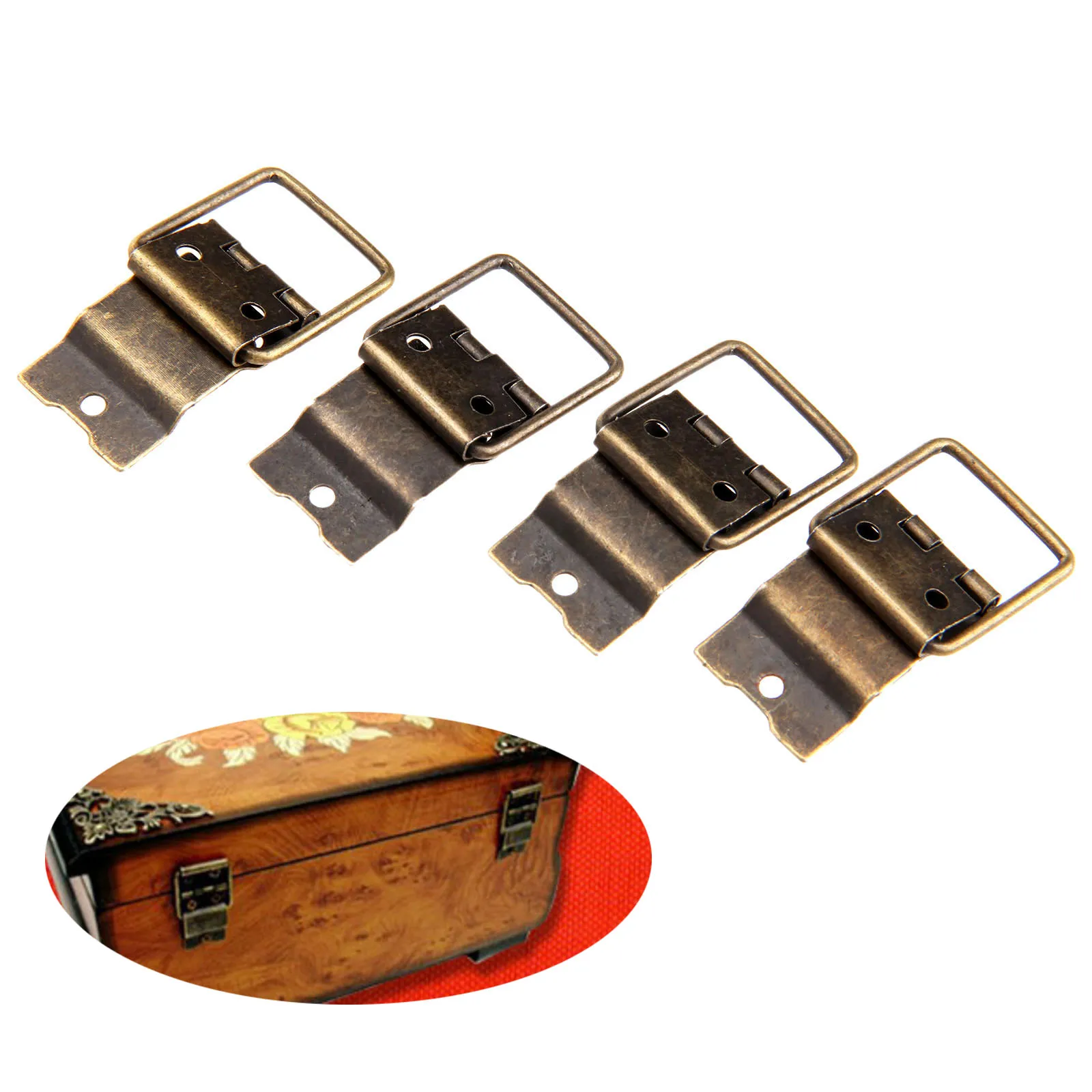 Bronze Ring Hinges | 38x21mm Even Design | Jewelry Box & Cabinet Retro Hardware - Thumbnail 4