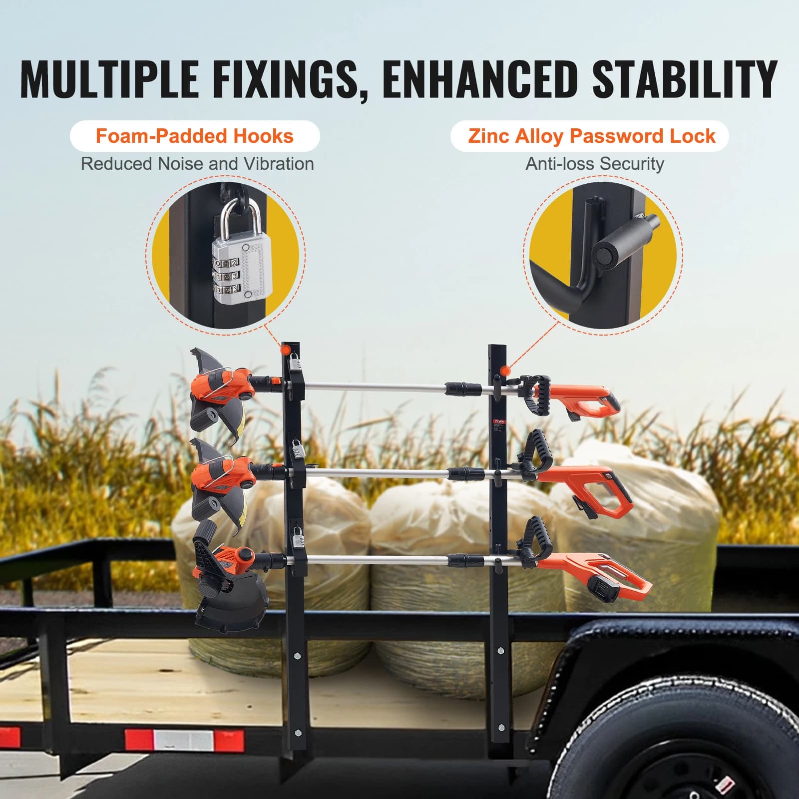 2-3 Tool Trimmer Rack | Heavy-Duty Vertical Carrier for Pickup & Trailer Mount - Thumbnail 4