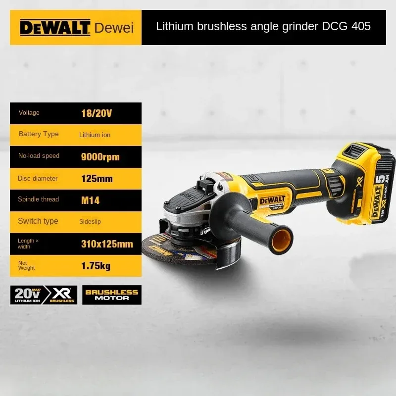 DeWalt DCG405 Cordless Angle Grinder | 18V Brushless Motor | 125mm Cutting & Grinding Tool - Thumbnail 4