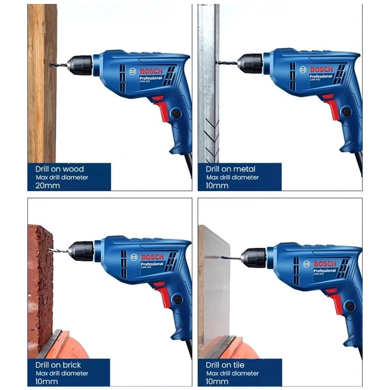 Bosch Electric Manual Drill, Electric Screwdriver, Single-speed Small Household Tool, Multifunction GBM400KL, Self-locking - Thumbnail 4