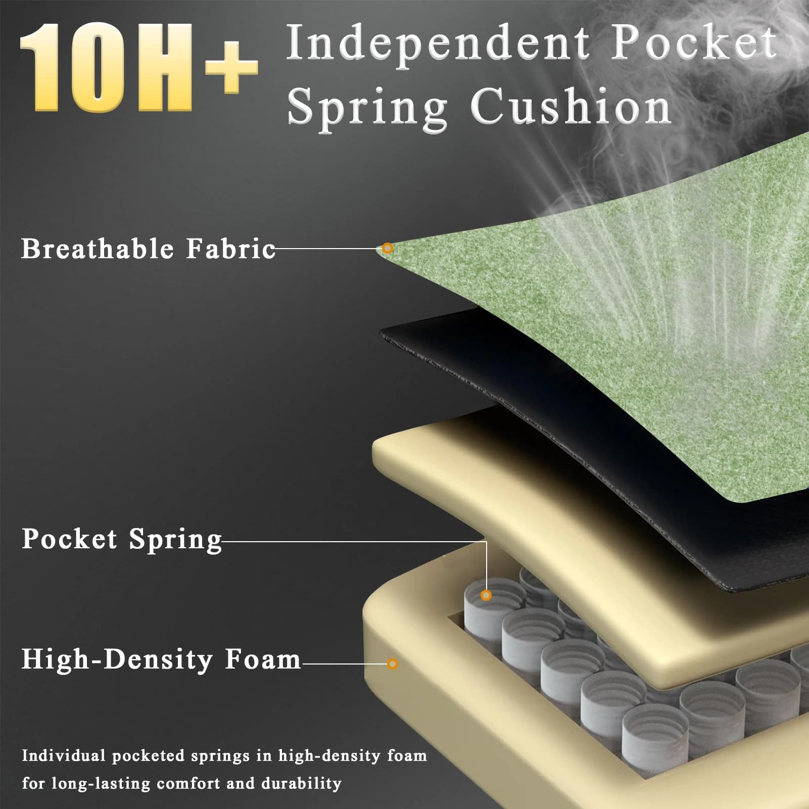 Gaming Chair | Pocketed Spring Cushion & Adjustable Lumbar Support | Breathable Fabric Office Chair - Thumbnail 3