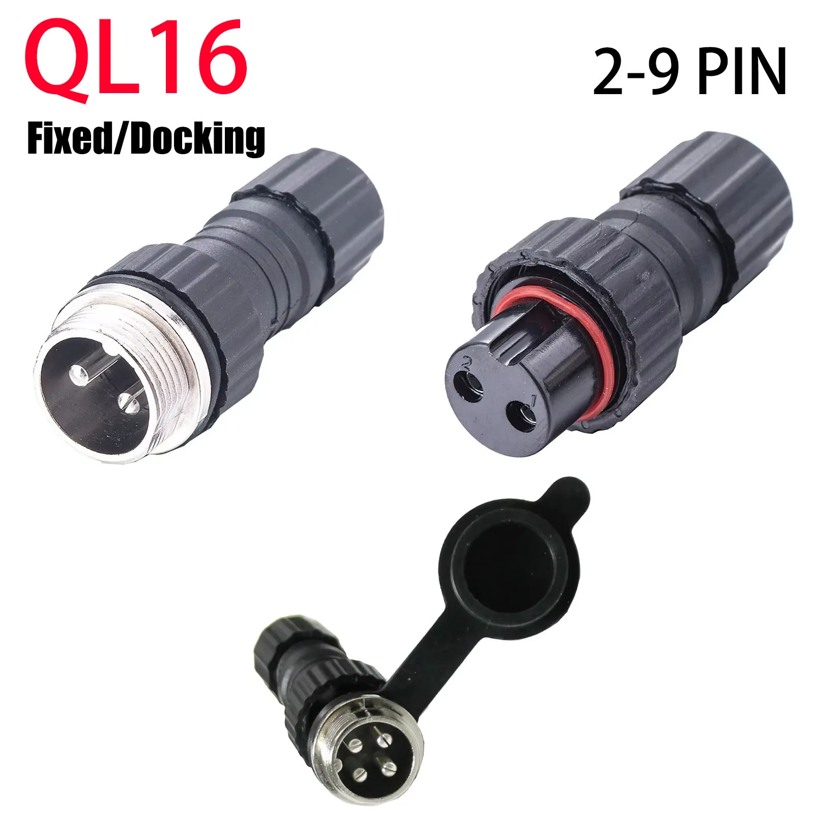 M16 Aviation Connector | IP65 Waterproof Panel Mount | 2-9 Pin Male/Female Plug Set - Thumbnail 2
