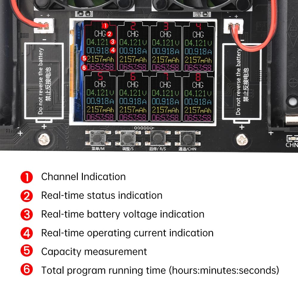 18650 Battery Analyzer | 2/4/8 Channel Capacity & Resistance Tester | Automated Charge/Discharge Module - Thumbnail 4