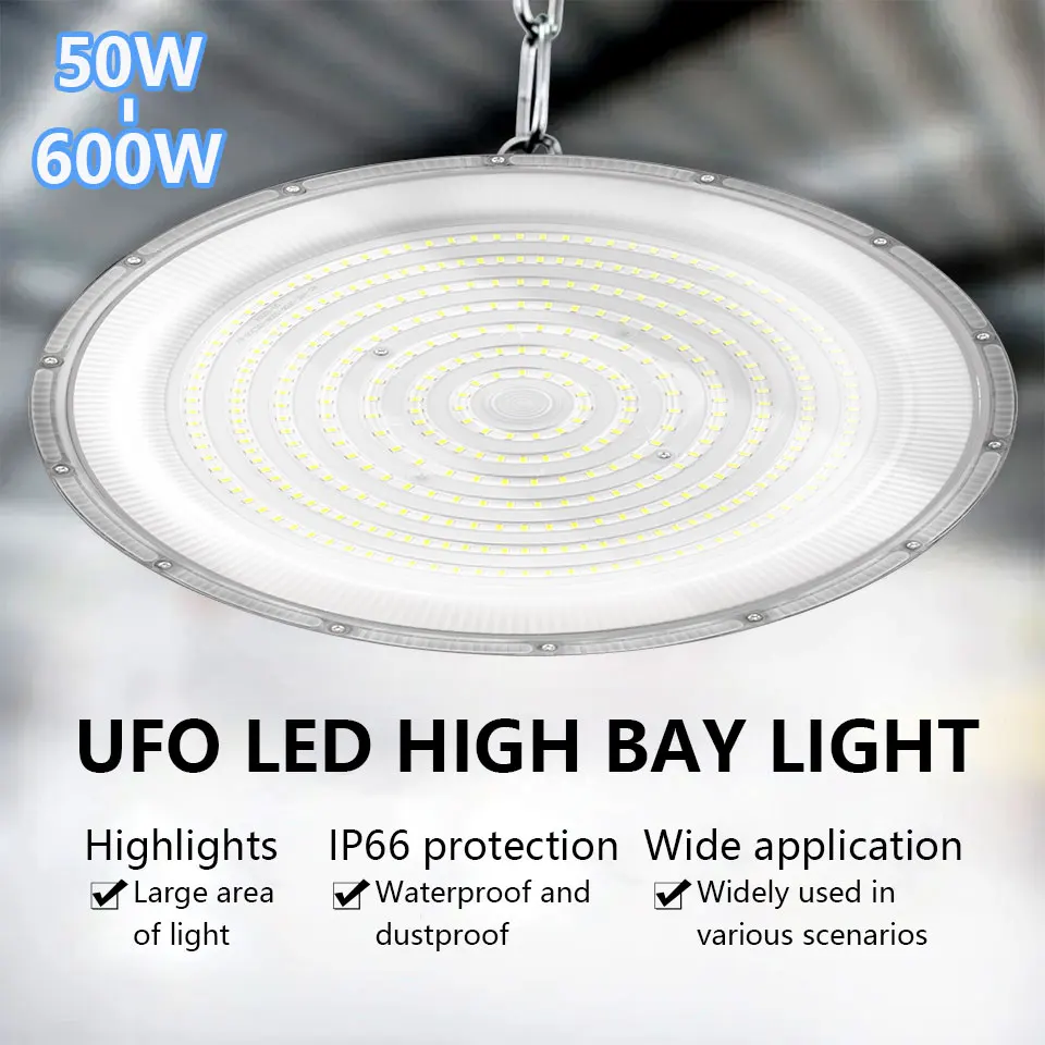 High Bay LED Light | 50W-600W UFO Ceiling Fixture for Warehouse & Garage | 85-265V AC - Thumbnail 3