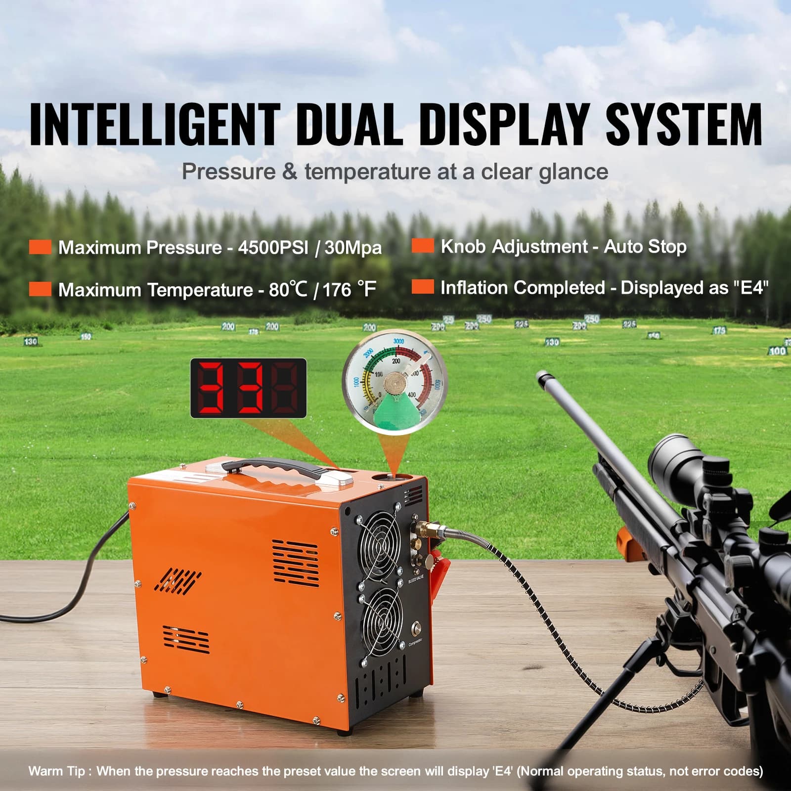 4500PSI PCP Air Compressor | Portable Water-Free Design | Air Rifle & Scuba Tank - Thumbnail 2