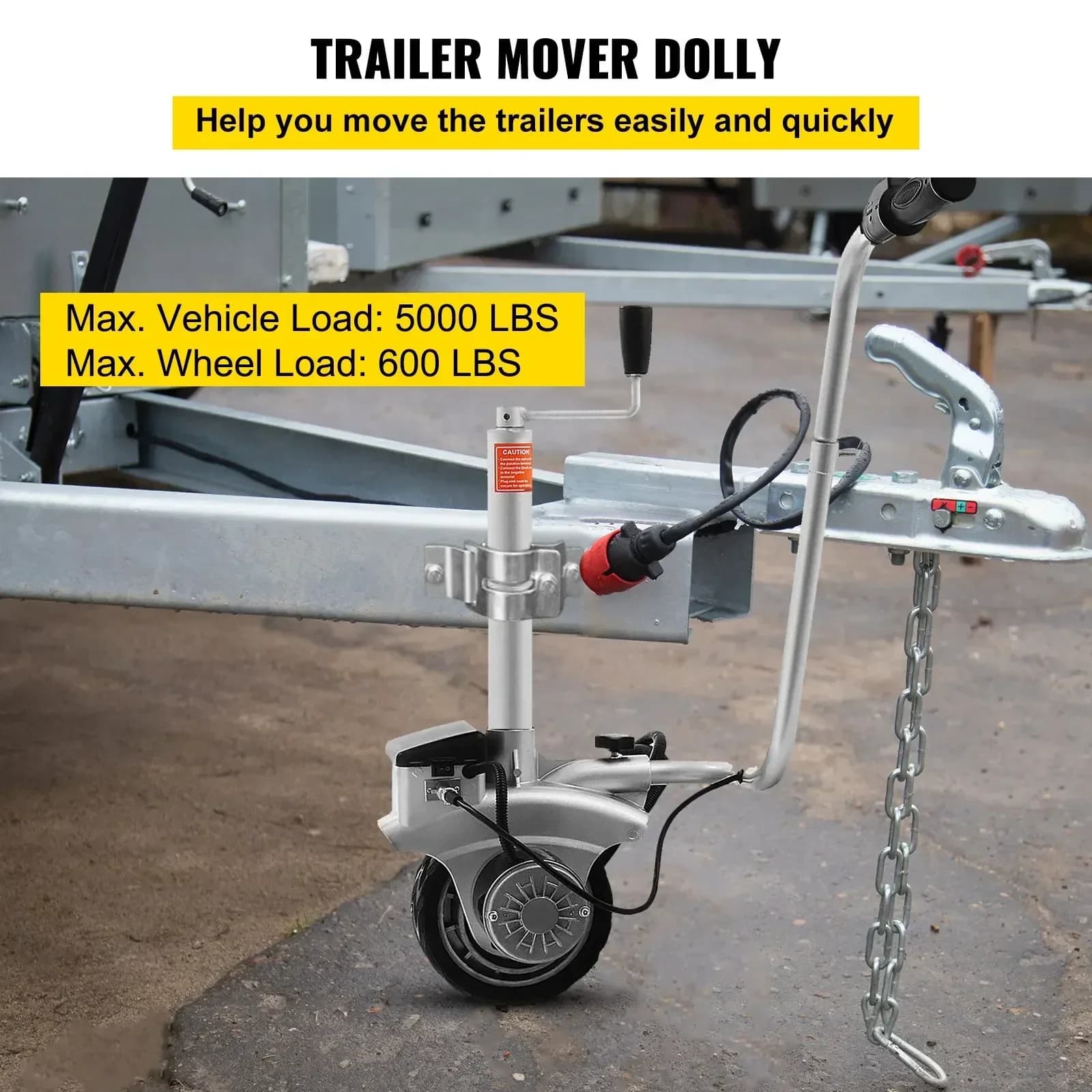 Heavy-Duty 350W Electric Trailer Mover | 12V Power | 5000 lb Capacity | Jockey Wheel Replacement - Thumbnail 3