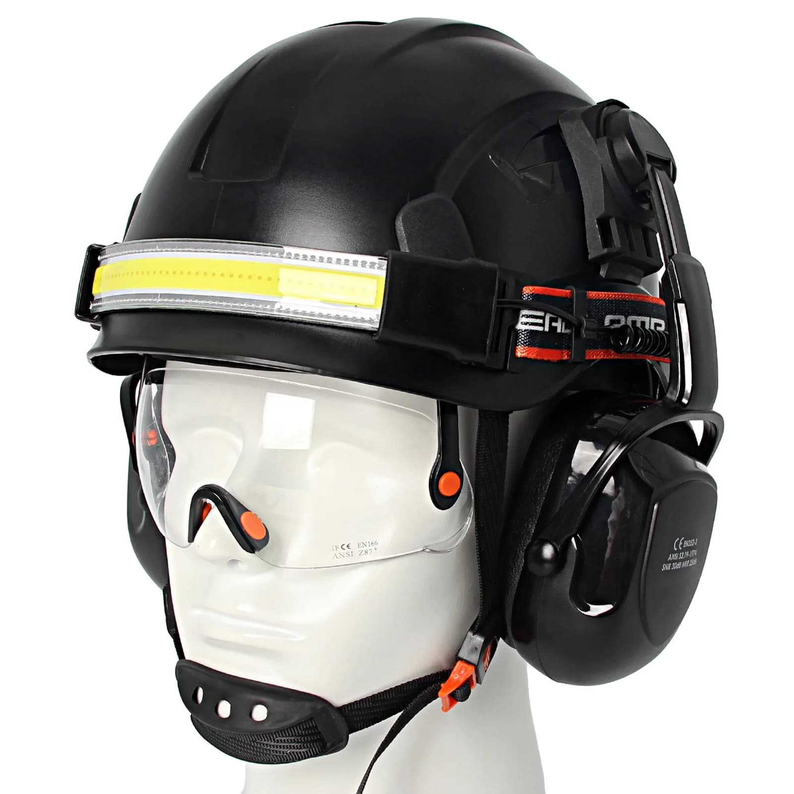 Safety Helmet | Integrated Goggles & Earmuffs | Lightweight ANSI Hard Hat for Work - Thumbnail 4