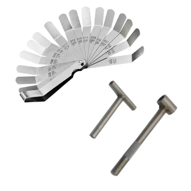 Motorcycle Valve Adjustment Tool Kit | Feeler Gauge Set 0.005-0.020 | Precision Engine Tappet Spanner - Thumbnail 3