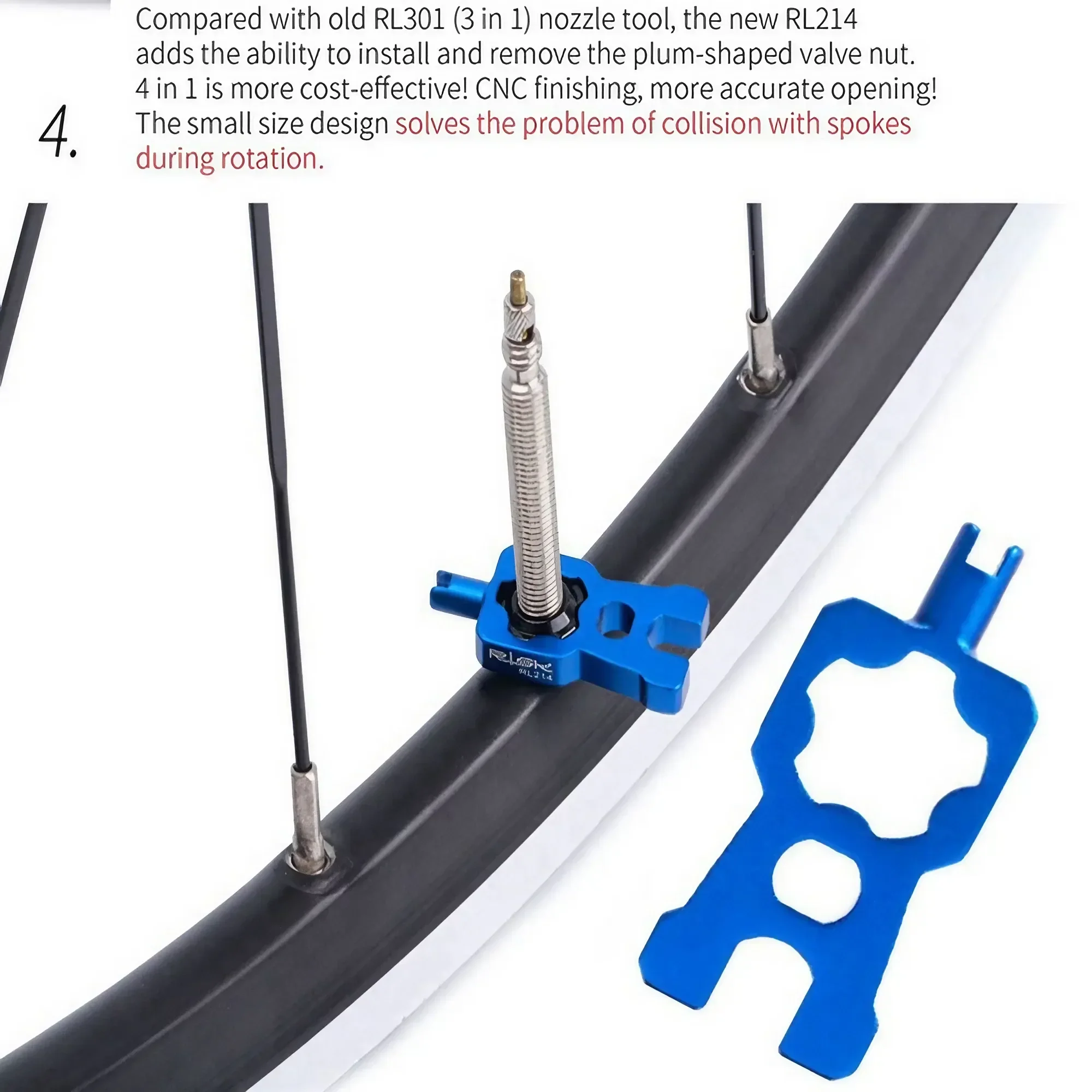 Bicycle Valve Tool Kit | 4-in-1 Repair Wrench for MTB & Road Bike Tire Maintenance - Thumbnail 5