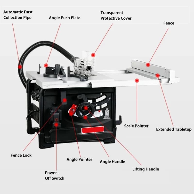 10-Inch Table Saw | Precision Sliding Miter Saw for Woodworking | Dust-Free Composite Cuts - Thumbnail 5