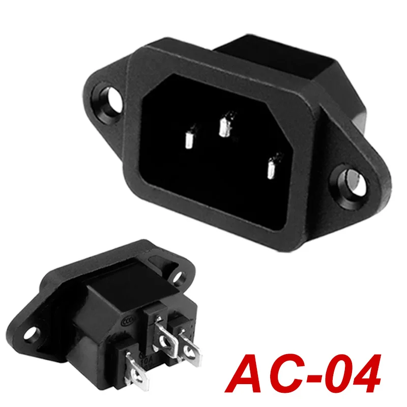 3-Pin AC Power Inlet Socket | Heavy-Duty Copper Connector | AC-04 Mounting Plug - Thumbnail 2