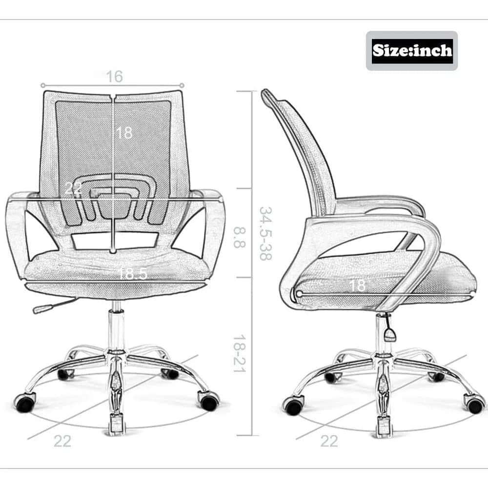 Mesh Office Chair | Back Pain Relief with Lumbar Support | Adjustable Computer Desk Chair - Thumbnail 2