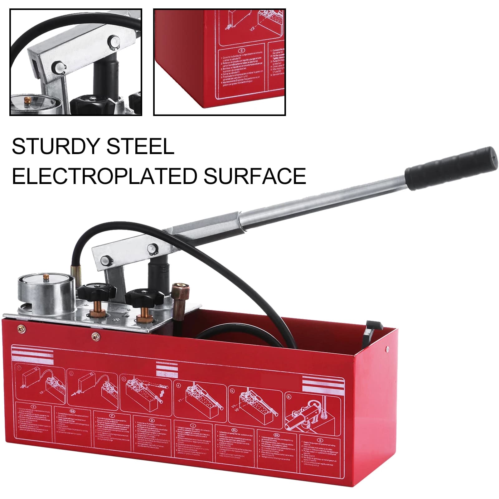 Pressure Test Pump | 0-50 Bar Hydrostatic Tester | 12L Tank for Pipeline & Irrigation - Thumbnail 2