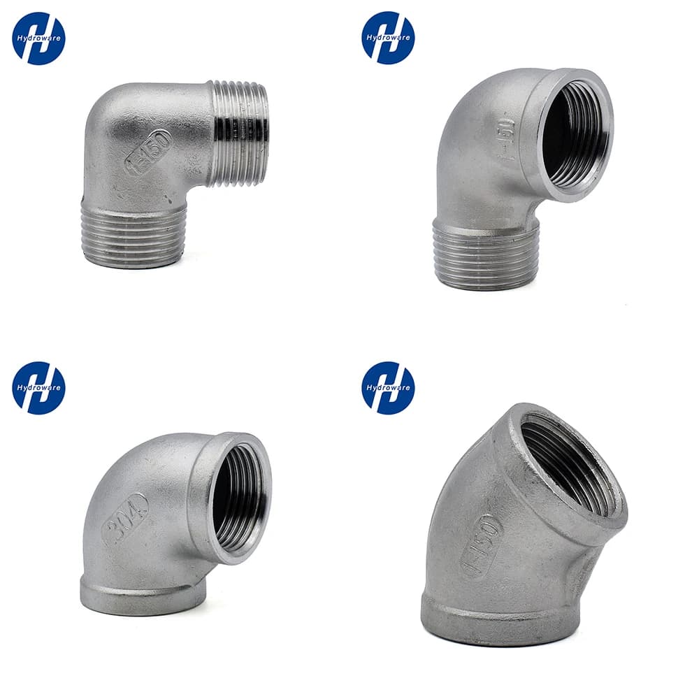 304 Stainless Steel Pipe Fittings | 45° & 90° Male-to-Female Elbow Adapters - Thumbnail 2