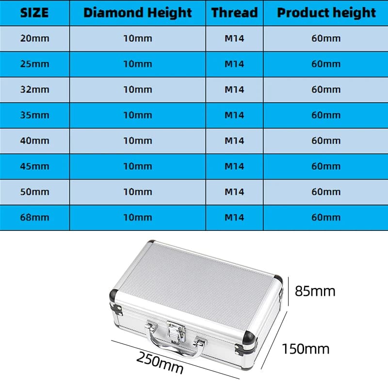Diamond Core Drill Bit Set | 9-Piece for Granite, Tile & Stone | Angle Grinder Compatible - Thumbnail 2