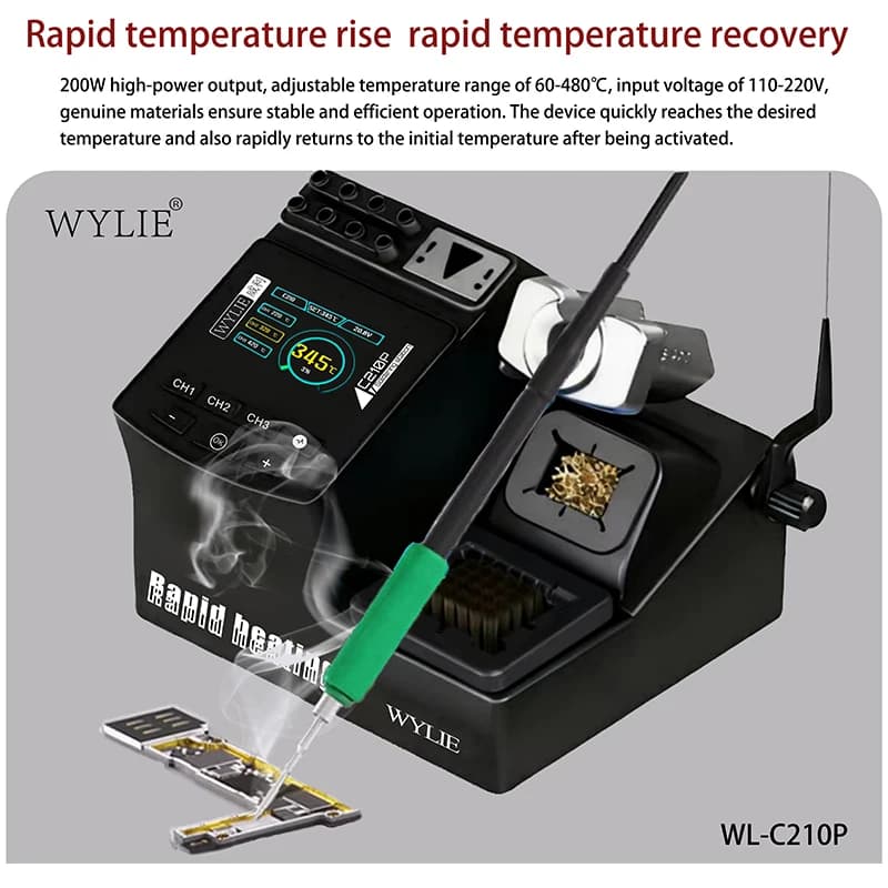Digital Soldering Station | 200W Precision Welder with C210 Tips for Electronics Repair - Thumbnail 3