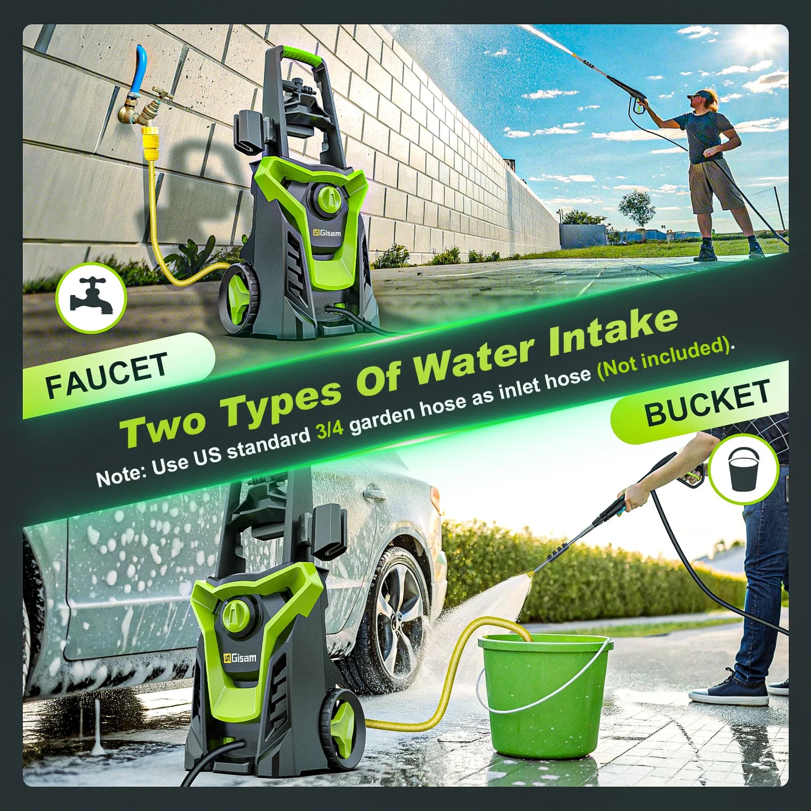 Pressure Car Washer Gun | 4800PSI 1800W Electric | 180° Adjustable Nozzle for Garden & Auto Cleaning - Thumbnail 2